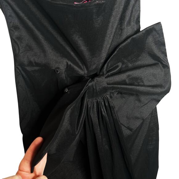 Betsey Johnson Claire Black Ruched Mini Wedding Dress Bow Whimsygoth Strapless L - Picture 13 of 16